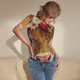 thumbnail image 3 of Fotbe White And Red Daisy Cow Body de Mujer con Cuello Redondo y Mangas Cortas, Sin Mangas Ajustado, Suave, Cómodo y Básico-Large, 3 of 7
