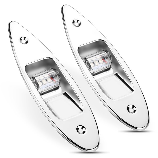 2 UDS 7,8x5,4x2,2 Pulgadas 12V LED MONTAJE EMPOTRADO LAMPERA LATERAL DE LUZ DE LUZ DE NAVEGACIO D2944 CARCASA DE ACERO PARCO BARCO MARINO YATE VERDE