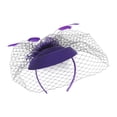 thumbnail image 3 of Fascinators Hats 20s 50s Hat Pillbox Hat Cocktail Tea Party Headwear with Veil for Girls and Women Purple, 3 of 4
