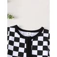 thumbnail image 6 of Gzhioc Baby Girl Boy Checkerboard Romper Round Neck Long Sleeve Full Length Zipper Jumpsuit for Fall, 6 of 9