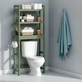 thumbnail image 5 of LEDREM Over The Toilet Storage Shelf, 3-Tier Bathroom Organizer Adjustable Saver Space Rack with Toilet Paper Holder, Forest Green, 5 of 5