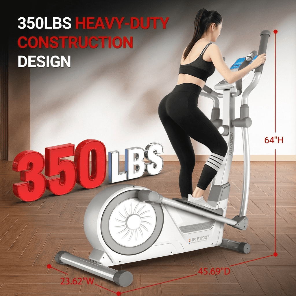 HARISON Elliptical Machine for Home Use for Senior, 350 LBS Capacity Magnetic Elliptical Trainer with 16-Level Resistance & Bluetooth, Heavy Duty Cardio Workout Equipment