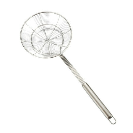 

POPETPOP 1PC Stainless Steel Frying Oil Strainer Spoon Mesh Food Colander Noodles Strainer Kitchen Tool for Home Restaurant Potato Chips French Fries (14cm Diameter)