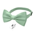 thumbnail image 2 of Men's Green Fern Bow Tie with Handkerchief & Cufflinks Pre-Tied Style Formal Satin Classic Bowtie for Tuxedo Faux Silk, by Adam Young (Large, Deep Sage), 2 of 5