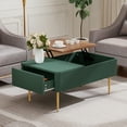 thumbnail image 3 of Modern Lift Top Wooden Coffee Table with Hidden Compartments and Shelves - Perfect for Small Homes, Apartments, Green, 3 of 7