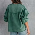 thumbnail image 2 of Aayomet Jean Jackets for Women Style Stud Sleeve Denim Jacket With Washed Edges And Ruffle Sleeves Loose Fit (Mint Green, L), 2 of 5