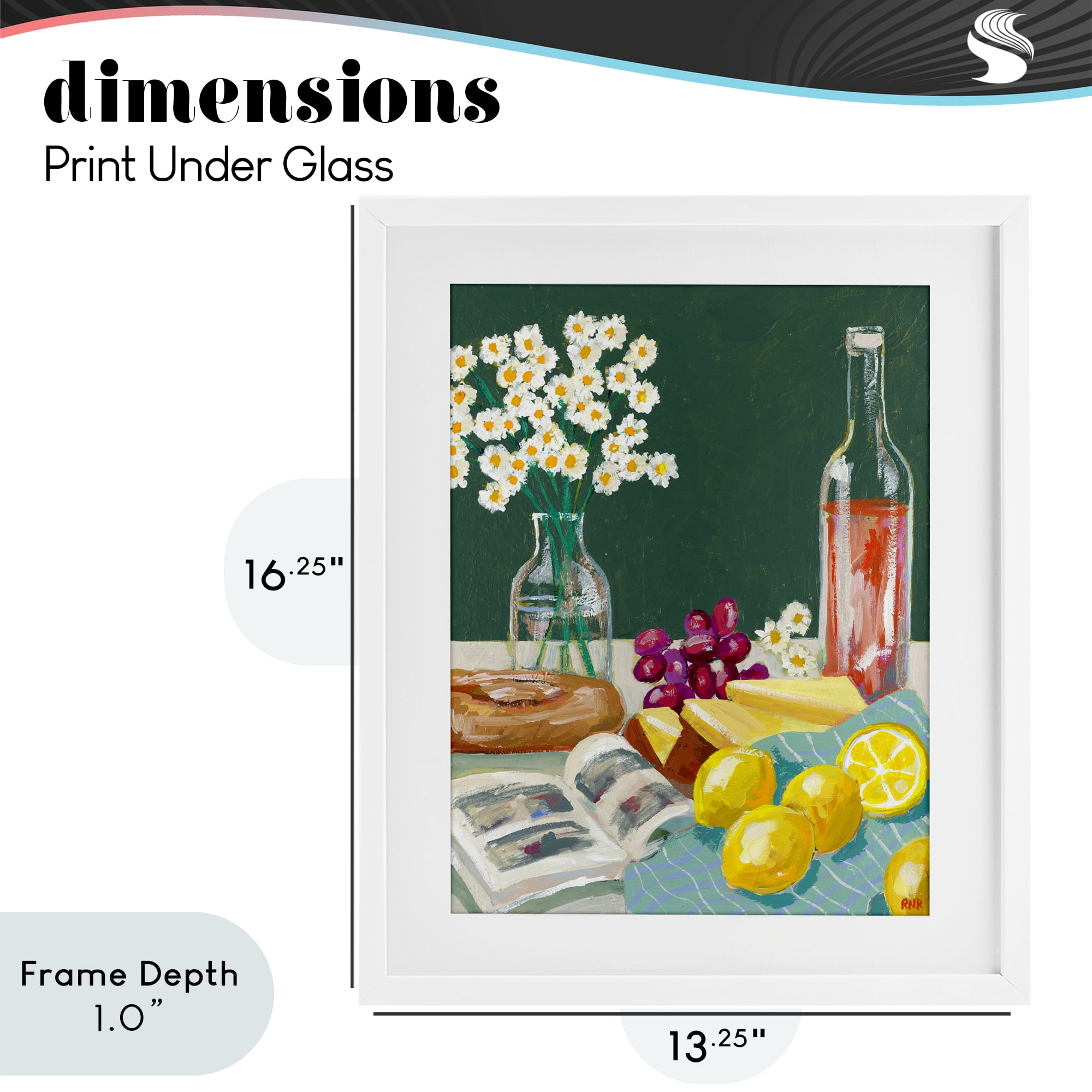 Stupell Industries Cheese, Wine and Lemon Still Life White Framed Print Under Glass, design by Rachael Reese