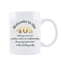 Funnil Ceramic Coffee Mug 40th Birthday Gifts Women, 40 Year Old Birthday Gifts for Women, Woman Birthday Gifts Ideas, WELCOME TO THE 40S mugs 11oz white