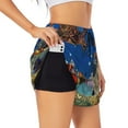 thumbnail image 3 of Lsque Colorful Coral Reef Printed Women's Running Shorts with Liner Pockets,Elastic Quick Dry Workout Athletic Gym Yoga Shorts,Womens High Waist Shorts-X-Large, 3 of 9