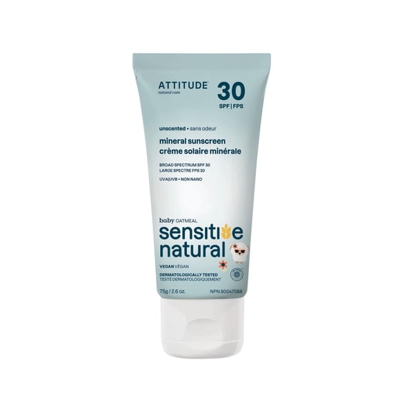 Protector solar mineral ATTITUDE para bebés y niños SPF 30 75 mL