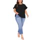thumbnail image 2 of Blusas de verano de talla grande para mujer Agnes Orinda, con volantes, manga corta, cuello redondo, camisetas casuales 1X en negro, 2 of 5
