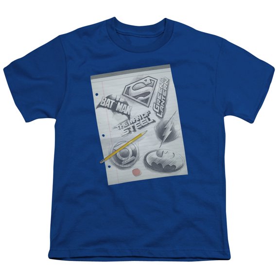 DC Comics Men's Logo Note Paper T-shirt Royal