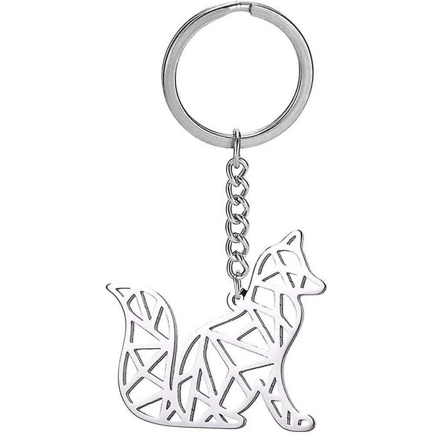 Llavero de acero inoxidable con recorte geométrico para regalo de amantes de los animales