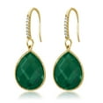 thumbnail image 3 of Gem Stone King 13.00 Ct Green Onyx 16x12mm Pear Shape 18K Yellow Gold Plated Silver Dangle Earrings, 3 of 4