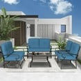 thumbnail image 6 of SUNCROWN 5-Piece Patio Furniture Set Outdoor Metal Conversation Set, Peacock Blue, 6 of 10