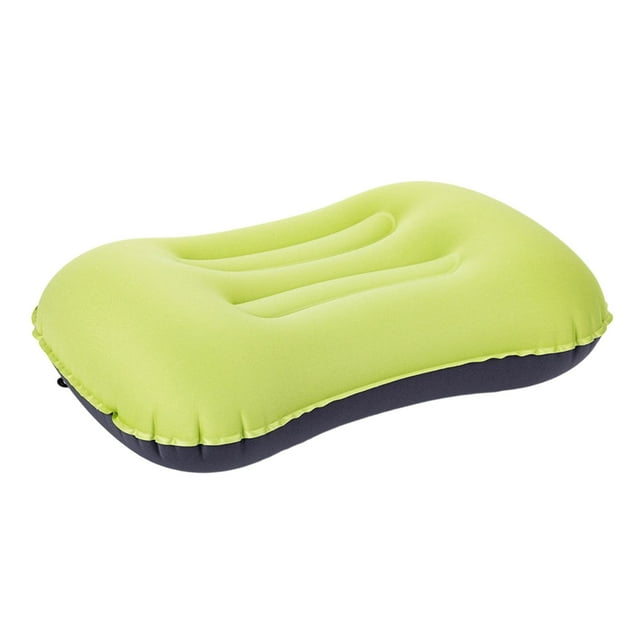 Bunblic Inflatable Camping Pillow Compressible Multipurpose Lightweight Neck Support Portable for Beach Cars Sleeping Airplane Hiking Green