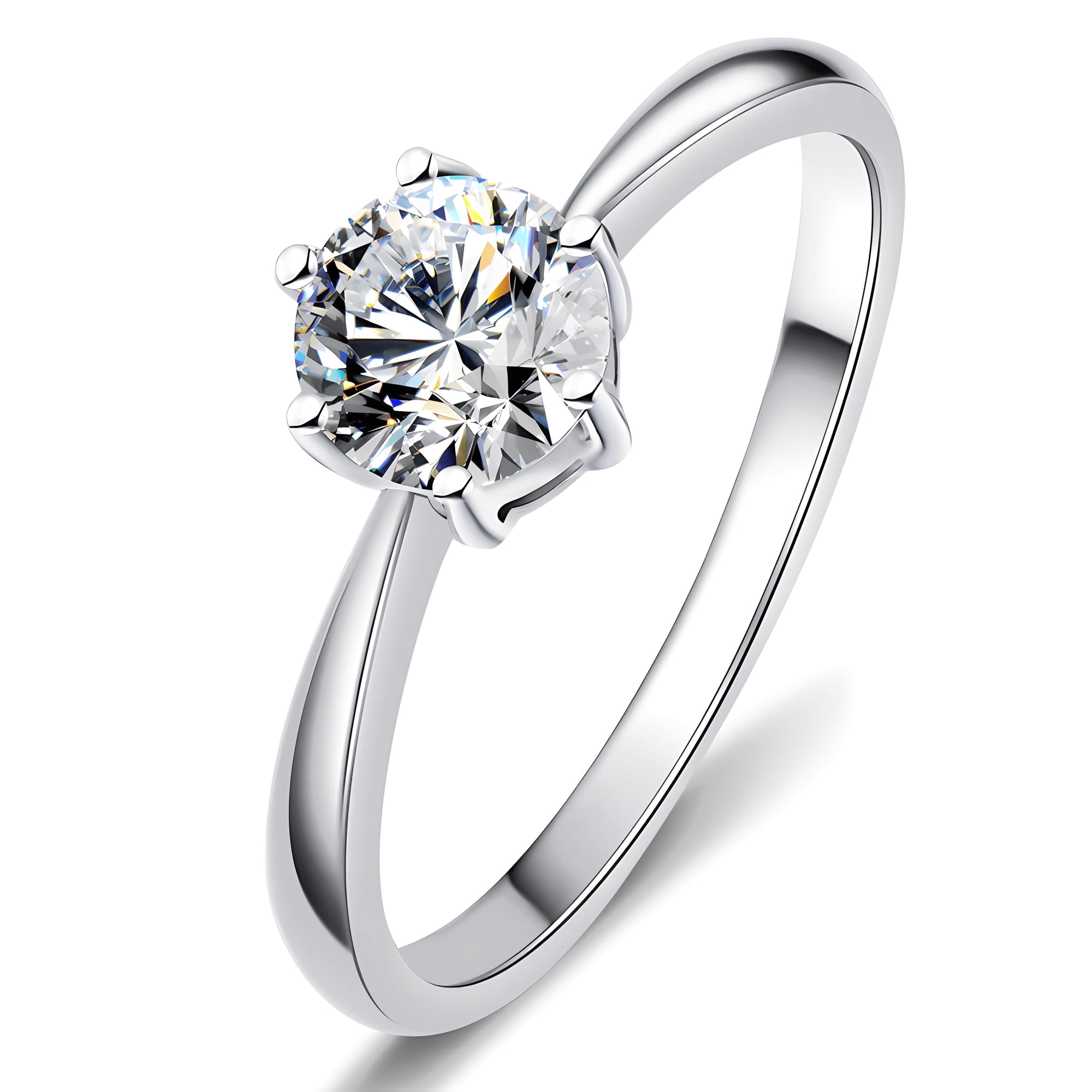 Moissanite Engagement Rings for Women, Sterling Silver 1.5ct Solitaire Moissanite Promise Rings, D Color VVS1 Clarity Brilliant Round Cut Wedding Bands Moissanite Ring