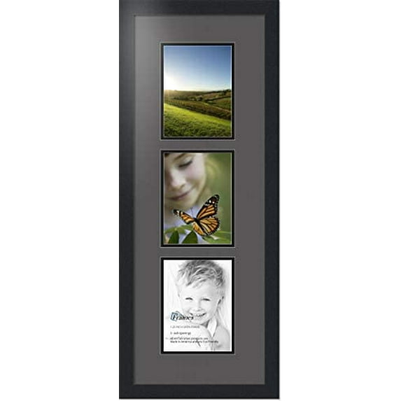 collage photo frame double mat with 3 - 6x8 openings and black frame