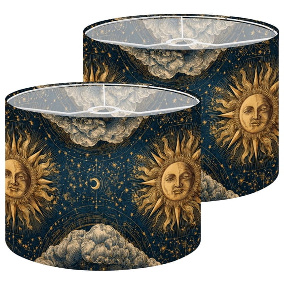 Vintage Lampshades 2 Pack Victorian Style Celestial Gold Ink Clouds 13"x13"x10" Light Shade for Table Lamps Floor Lamp Shades Lampshade Replacement Easy Assembly