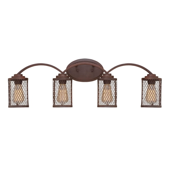 Millennium Lighting Akron 4 Light Bathroom Vanity Fixture with Metal Mesh Shades Rubbed Bronze Bronze Oil Rubbed