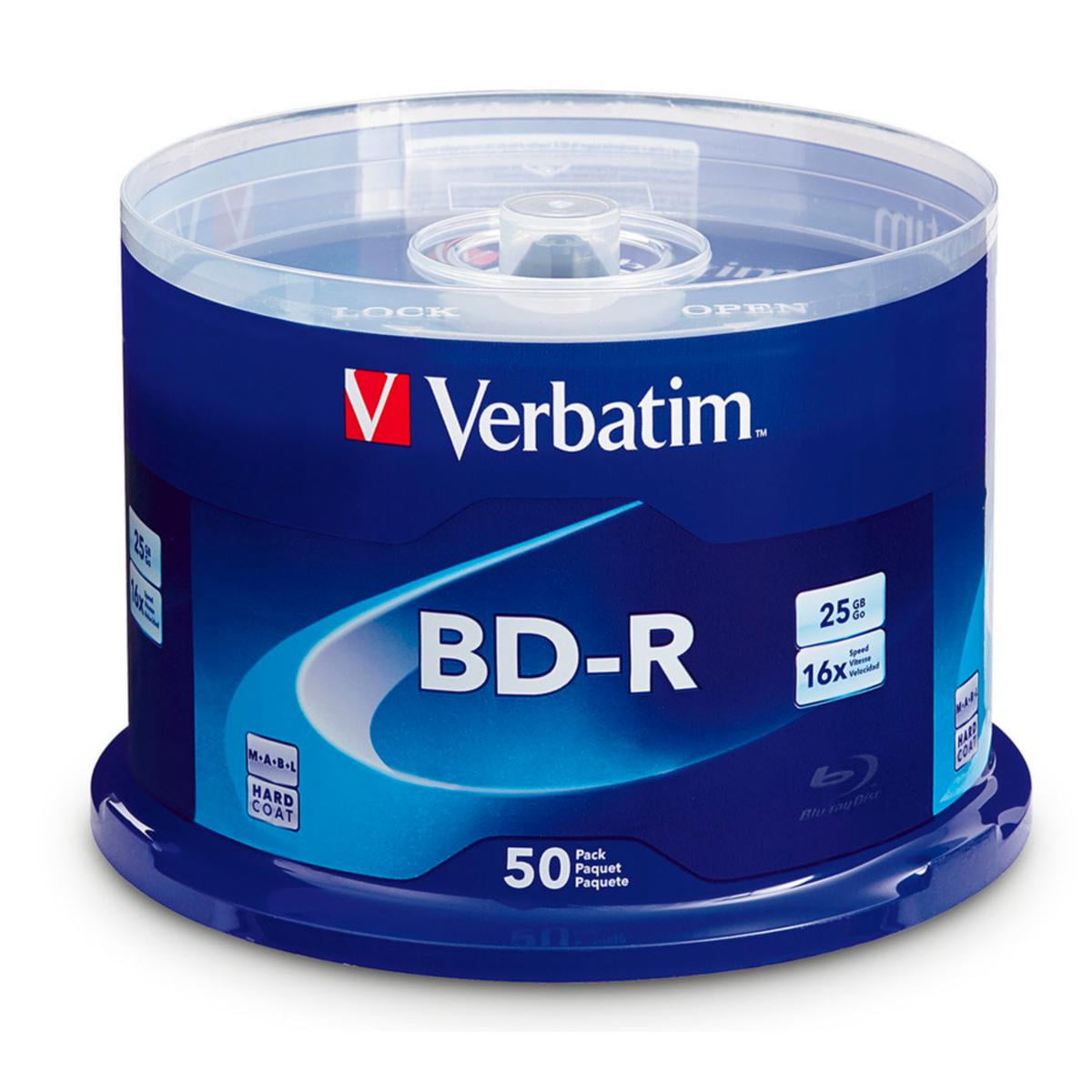 Verbatim 97457 25 GB 6X BD-R Blu-Ray Disc (25/Pack) - Walmart.com
