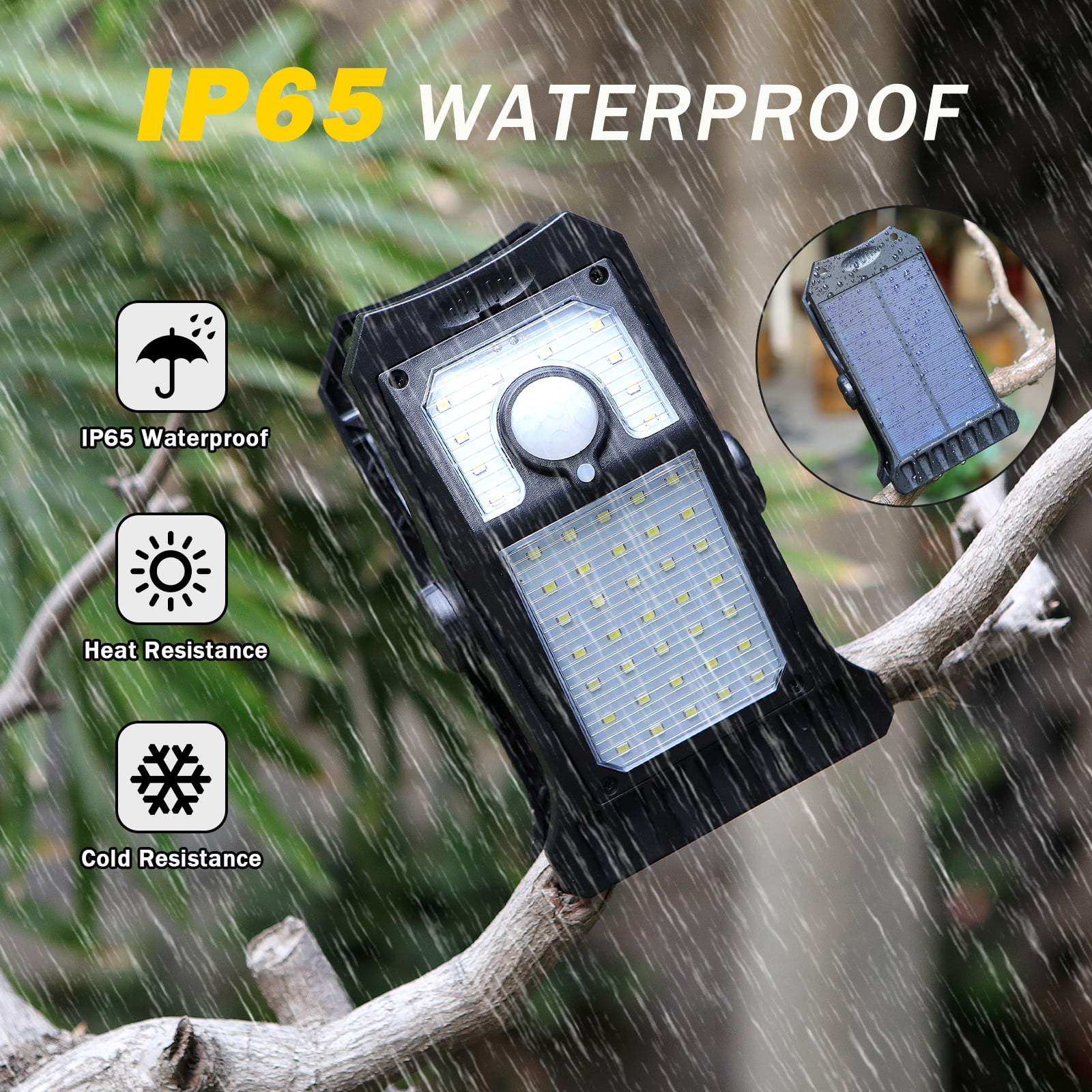 Solar Outdoor Lights, 45 LEDs Motion Sensor Solar Safety Light with 3 Modes, Portable Clip-on Solar Lights Outdoor Waterproof, 2 Pack Solar Flood Lights for Outside Yard Patio Fence Deck Porch