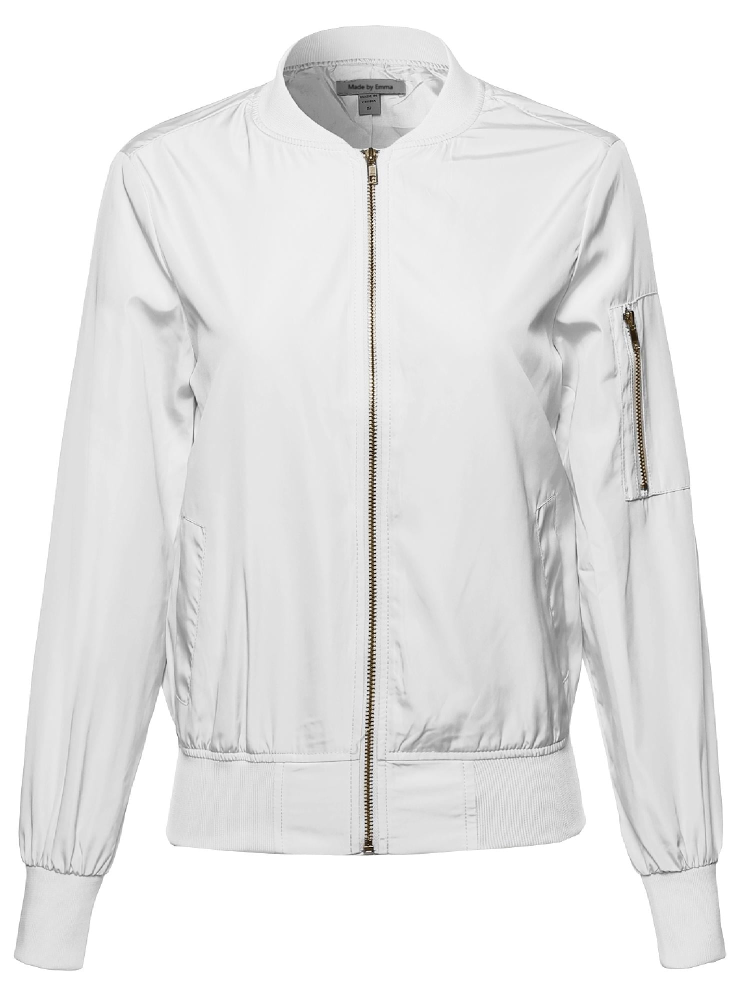 FashionOutfit Women's Classic Style Zip Up Long Bomber Jacket