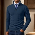 thumbnail image 2 of FYDUU Mens Knit Pullover Sweater Men's Quarter Zip Pullover Sweater Solid Color Casual Warm Neck Ribbed Knit Slim Fit Sweaters Classic Fit Sweaters, 2 of 5