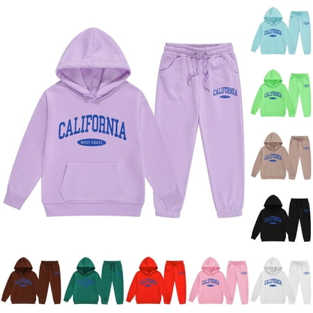 Child Toddler Boys Girls 2 Sweatsuits Graphic Pullover Hoodie Tops and Sweatpants Fashion Tracksuit Set Girls Two Piece Set 150
