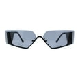 thumbnail image 2 of Womens Rimless Upside Down Half Frame Narrow Rectangular Metal Rim Sunglasses Black Light Black, 2 of 4