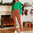 thumbnail image 4 of Gamivast Striped Yoga Leggings for Women Plus Size High Waisted Tummy Control Stretchy Pants Christmas Pull on Holiday Leggings Casual Winter Fashion Workout Running Pants, 4 of 6