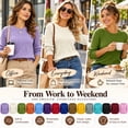 thumbnail image 2 of Women's 3/4 Sleeve Cable Knit Sweater,Crew Neck Lightweight Pullover Casual Soft Knitted Top for Fall Winter Daily Wear, 2 of 6
