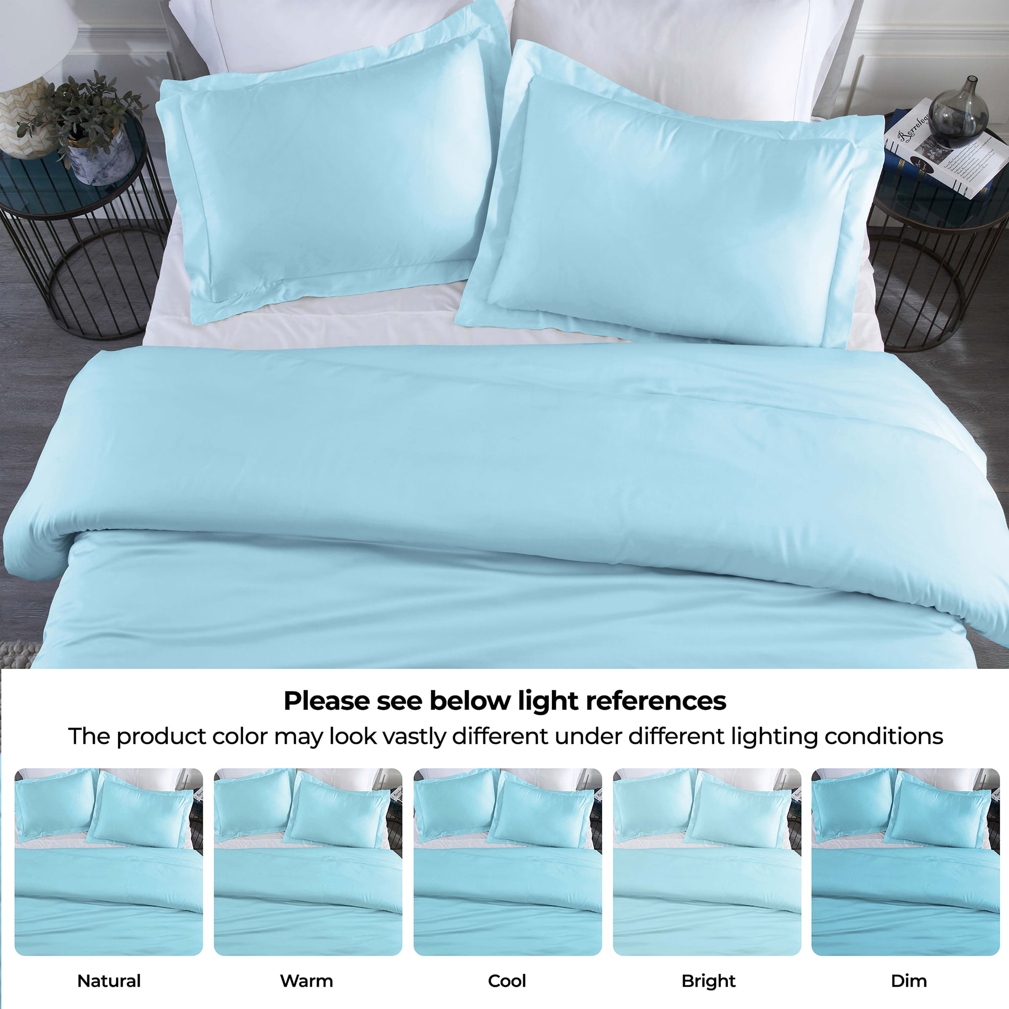 Superior Modal From Beechwood 400TC Light Blue Duvet Cover Set, Full/ Queen