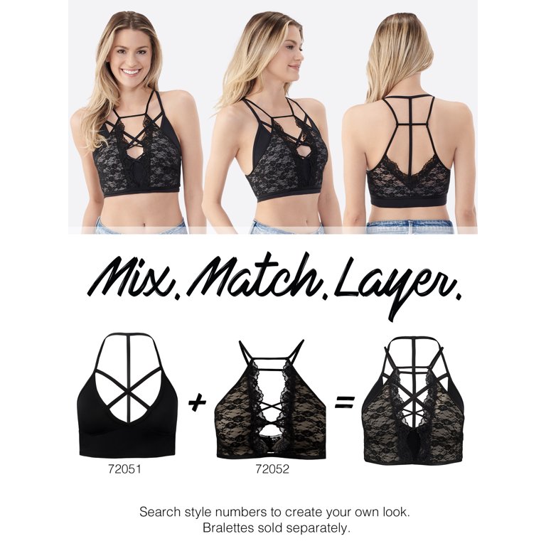Women's Mix and Match Strappy H-Back Lace Bralette, Style 72052