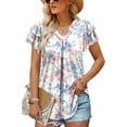 thumbnail image 3 of KISSMODA Womens Floral Tunic Top Short Sleeve Shirts Loose Fit Summer Tops, 3 of 4