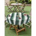 thumbnail image 4 of Outdoor Tablecloth with Umbrella Hole for Patio/Picnic/Party/Camping, Green Striped Waterproof Table Cloth Round Cover Washable, Watercolor Farmhouse Stripes Abstract (Dia 54"), 4 of 9