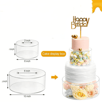 2 Pcs Acrylic Cake Stand 6'', 10'' Clear Cake Riser Round Case Cylinder Box for Wedding Birthday Party Dessert Display