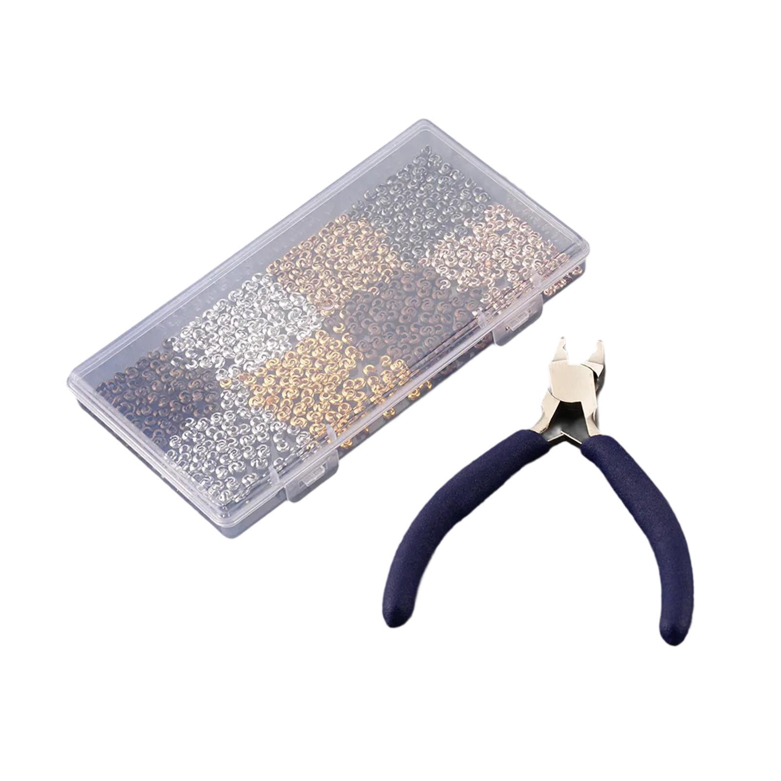 Milageto 800 Pieces Crimp Beads Covers, 3mm Crimping Beads, Tube Crimp Beads with Pilers,