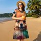 thumbnail image 4 of Disketp Colorful Leaf Chihuahua para Vestido de Manga Corta para Mujeres, Vestidos de Verano para Mujeres, Casual y Holgado para la Playa, 4 of 6
