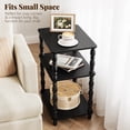 thumbnail image 6 of Small Side Table with 3-Tier Shelf, Wood End Table for Living Room Bedroom, Narrow Nightstand for Small Spaces, Black, 6 of 8