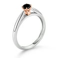 thumbnail image 3 of Gem Stone King 10K White and Rose Gold Black Diamond Solitaire Engagement Ring for Women (0.17 Cttw, Gemstone April Birthstone, Round 3.5MM, Size 6), 3 of 4