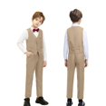 thumbnail image 3 of ETHAN Boy's Tuxedos Toddler Formal Suits Set Kids Blue Khaki Slim Fit Suit for Weddings 10Y, 3 of 7