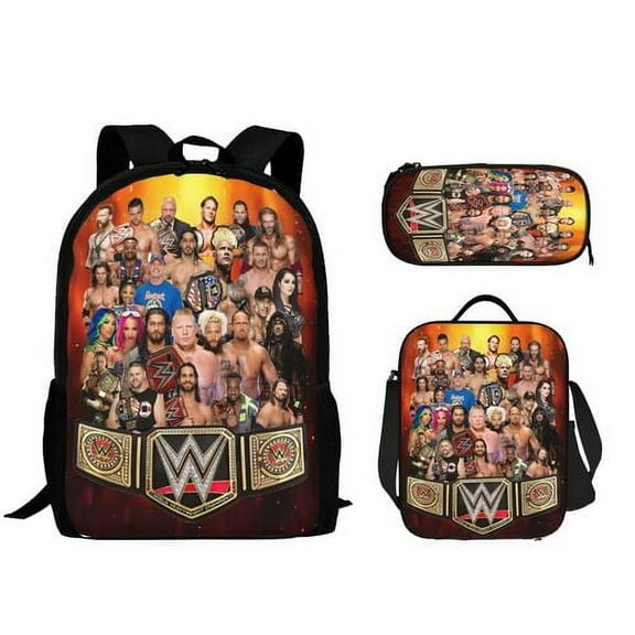 W-W-E Backpack Set, Backpack with Lunch Box and Pencil Case 3pcs Set