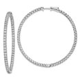 thumbnail image 1 of Sterling Silver CZ 124 Stones In & Out Round Hoop Earrings, Polished, 1 of 1