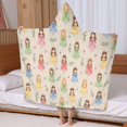 thumbnail image 5 of Beige Princess Dress Pattern Hooded Bath Towel，60"x35" for Ages 3 To 12 Kids, Quick Dry Lightweight Soft Microfiber Hood Beach Towel Cover Up for Kids, 5 of 7