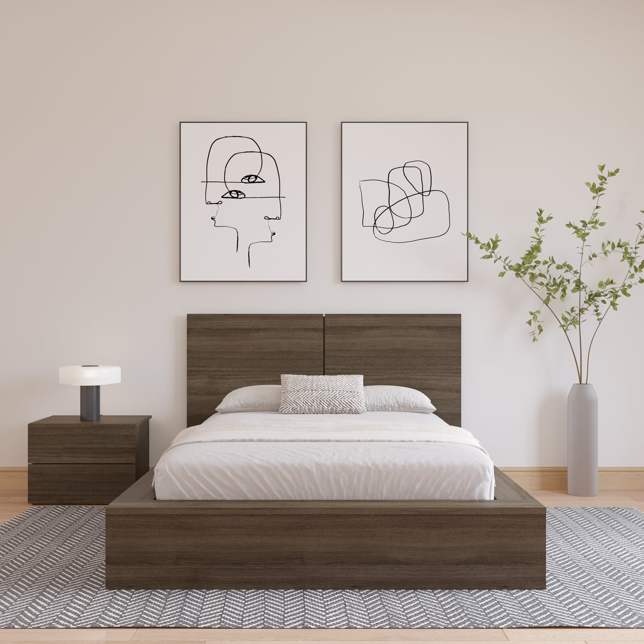 Nexera James King Size Panel Headboard, Black Oak - Walmart
