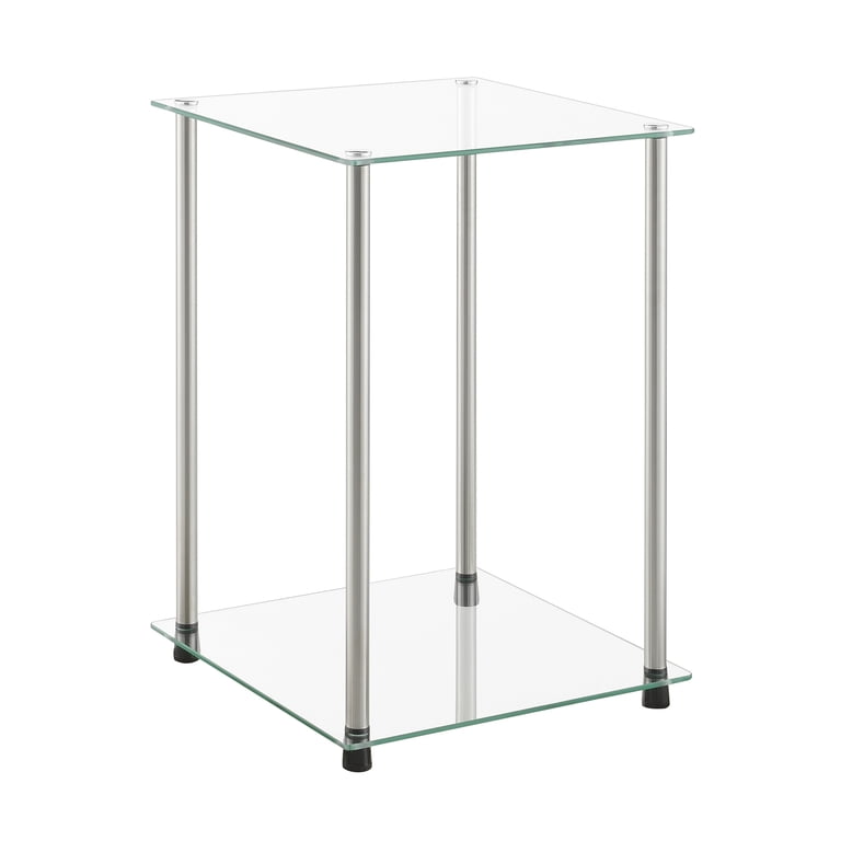 Convenience Concepts No-Tools 2-Tier Round End Table - 15.75" Modern Side Table With Shelf, Pink Finish