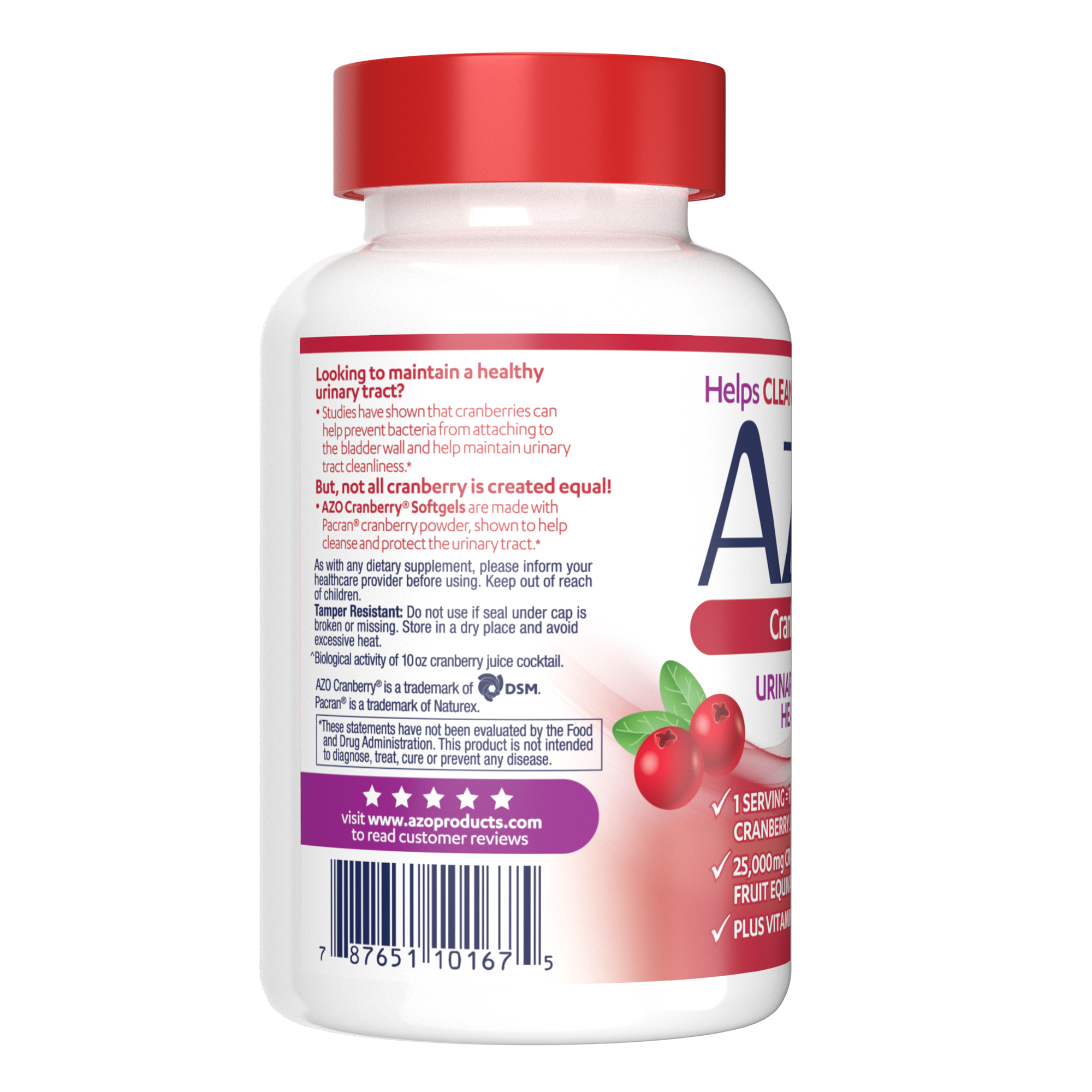 AZO Cranberry Urinary Tract Health Supplement, Sugar-Free, 100 Softgels - image 2 of 7