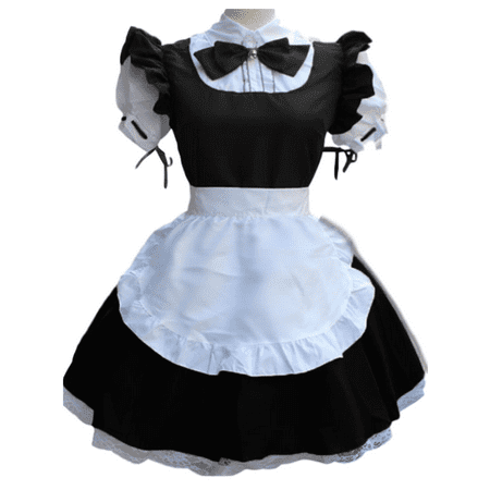 Women Ladies Fashion Short Sleeve Doll Collar Retro Maid Dress Cute French Maid Outfit Cosplay Costume Plus Size
