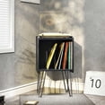 thumbnail image 2 of TC-HOMENY Record Player Stand Vinyl Album Storage Cabinet with Hairpin Legs End Side Table Black, 2 of 6